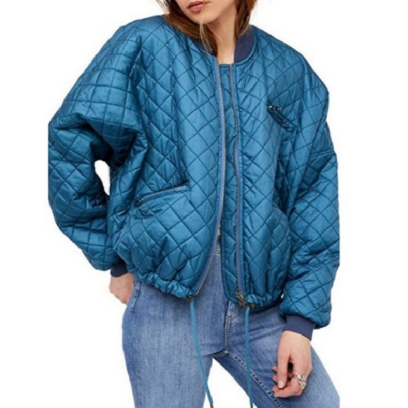 Free People Jackets & Blazers - NWT Free people dark turquoise bomber jacket